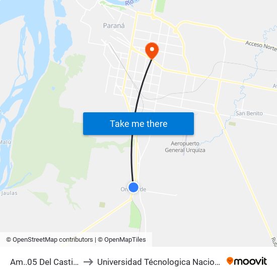 Am..05 Del Castillo Y Los Jacarandaes to Universidad Técnologica Nacional Facultad Regional Paraná (Utn Frp) map