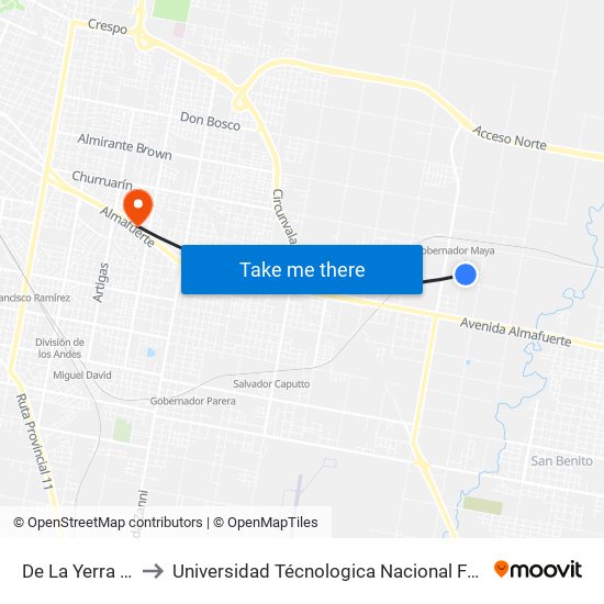 De La Yerra Y De La Taba to Universidad Técnologica Nacional Facultad Regional Paraná (Utn Frp) map