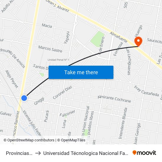 Provincias Unidas, 32 to Universidad Técnologica Nacional Facultad Regional Paraná (Utn Frp) map