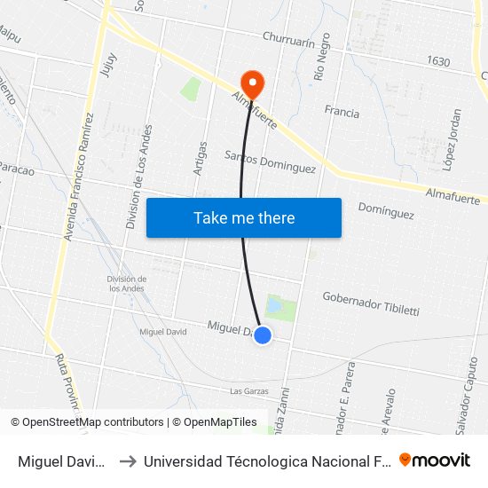 Miguel David Y Las Garzas to Universidad Técnologica Nacional Facultad Regional Paraná (Utn Frp) map