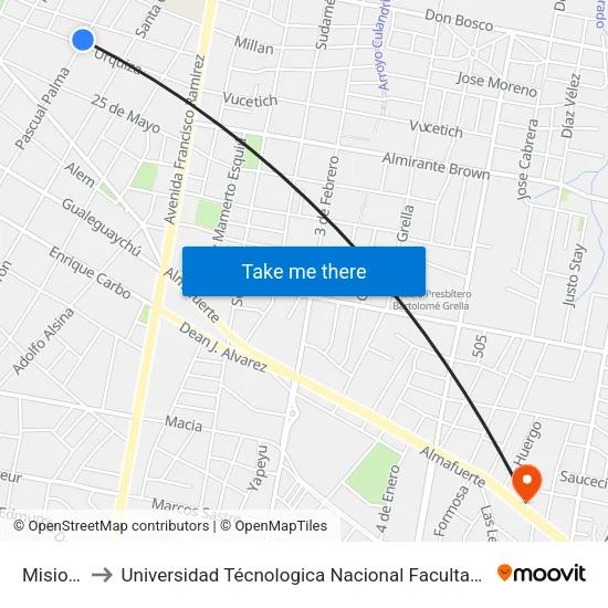 Misiones, 9 to Universidad Técnologica Nacional Facultad Regional Paraná (Utn Frp) map