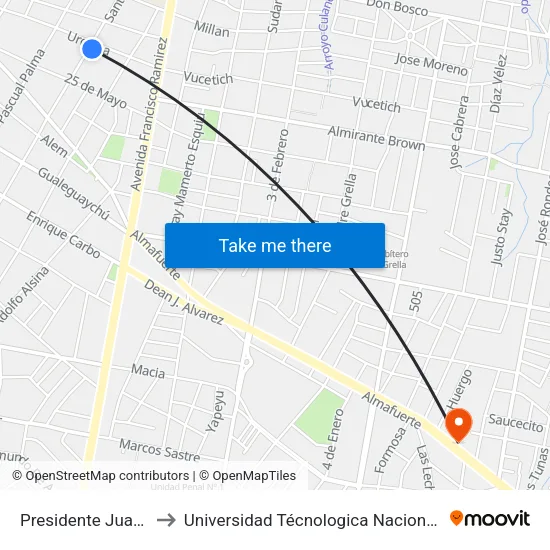 Presidente Juan Domingo Perón, 5 to Universidad Técnologica Nacional Facultad Regional Paraná (Utn Frp) map