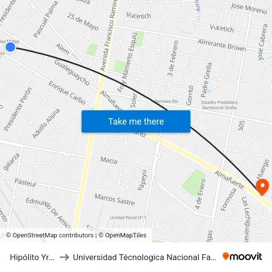 Hipólito Yrigoyen, 363 to Universidad Técnologica Nacional Facultad Regional Paraná (Utn Frp) map