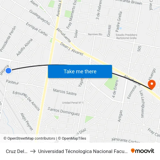 Cruz Del Sur, 442 to Universidad Técnologica Nacional Facultad Regional Paraná (Utn Frp) map