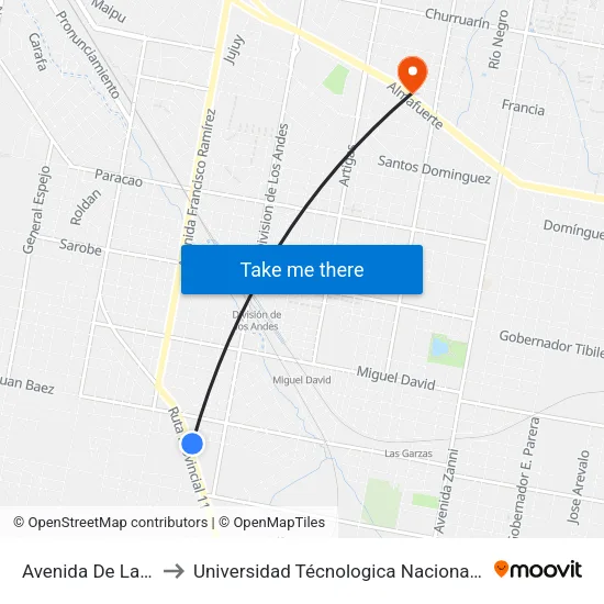 Avenida De Las Américas, 3809 to Universidad Técnologica Nacional Facultad Regional Paraná (Utn Frp) map
