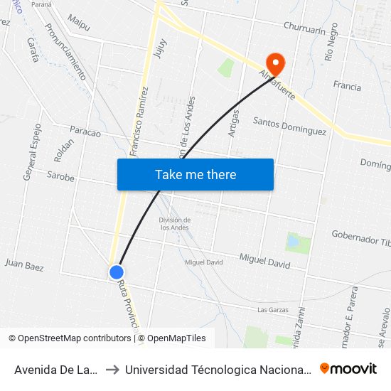 Avenida De Las Américas, 3639 to Universidad Técnologica Nacional Facultad Regional Paraná (Utn Frp) map