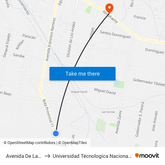 Avenida De Las Américas, 4285 to Universidad Técnologica Nacional Facultad Regional Paraná (Utn Frp) map