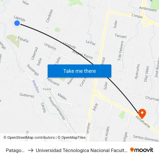 Patagonia, 176 to Universidad Técnologica Nacional Facultad Regional Paraná (Utn Frp) map