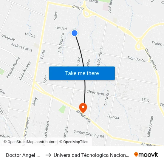 Doctor Angel Gomez Del Río, 613 to Universidad Técnologica Nacional Facultad Regional Paraná (Utn Frp) map