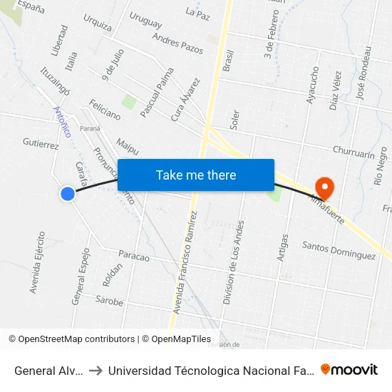 General Alvarado, 1900 to Universidad Técnologica Nacional Facultad Regional Paraná (Utn Frp) map
