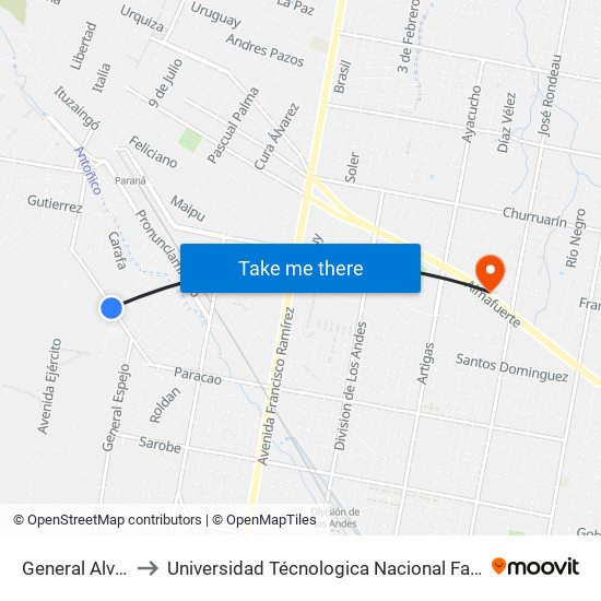 General Alvarado, 1999 to Universidad Técnologica Nacional Facultad Regional Paraná (Utn Frp) map