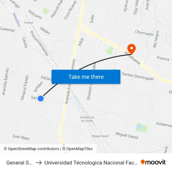General Sarobe, 500 to Universidad Técnologica Nacional Facultad Regional Paraná (Utn Frp) map