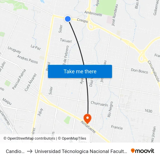 Candiotti, 303 to Universidad Técnologica Nacional Facultad Regional Paraná (Utn Frp) map