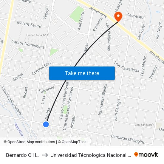 Bernardo O'Higgins Y Florida to Universidad Técnologica Nacional Facultad Regional Paraná (Utn Frp) map