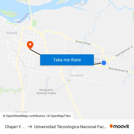 Chajarí Y Entre Ríos to Universidad Técnologica Nacional Facultad Regional Paraná (Utn Frp) map