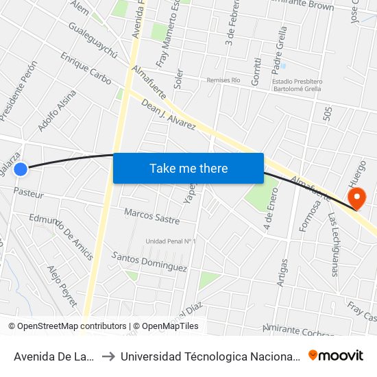 Avenida De Las Américas, 1705 to Universidad Técnologica Nacional Facultad Regional Paraná (Utn Frp) map