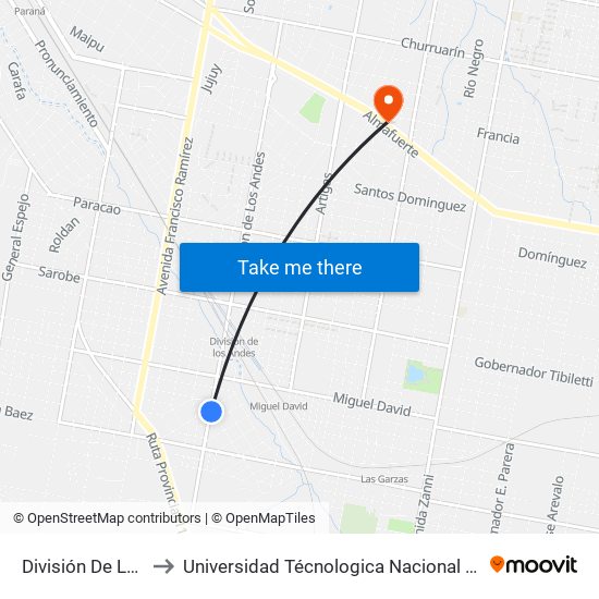 División De Los Andes, 2202 to Universidad Técnologica Nacional Facultad Regional Paraná (Utn Frp) map