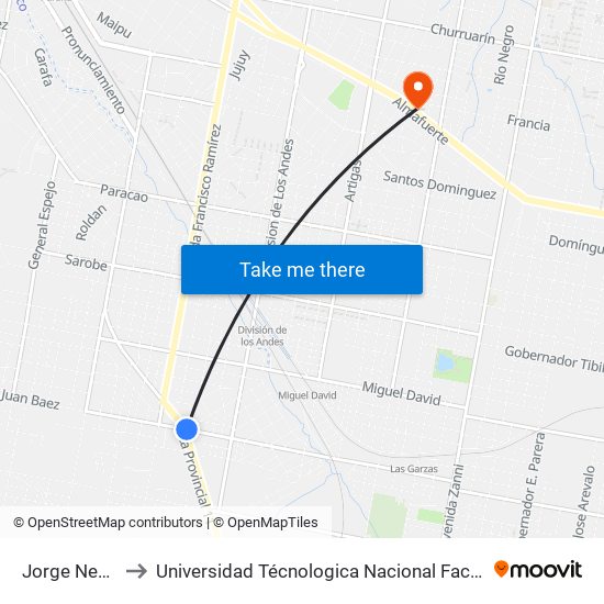 Jorge Newbery, 100 to Universidad Técnologica Nacional Facultad Regional Paraná (Utn Frp) map