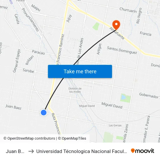 Juan Báez, 101 to Universidad Técnologica Nacional Facultad Regional Paraná (Utn Frp) map
