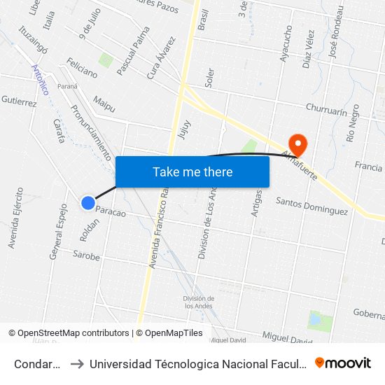 Condarco, 2100 to Universidad Técnologica Nacional Facultad Regional Paraná (Utn Frp) map