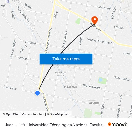 Juan Báez, 4 to Universidad Técnologica Nacional Facultad Regional Paraná (Utn Frp) map