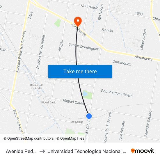 Avenida Pedro Zanni, 2300 to Universidad Técnologica Nacional Facultad Regional Paraná (Utn Frp) map