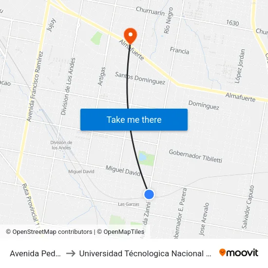 Avenida Pedro Zanni, 2300 to Universidad Técnologica Nacional Facultad Regional Paraná (Utn Frp) map