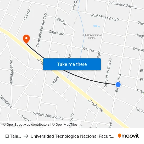 El Talar, 1699 to Universidad Técnologica Nacional Facultad Regional Paraná (Utn Frp) map