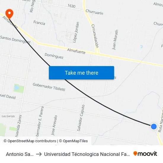 Antonio Salellas, 2135 to Universidad Técnologica Nacional Facultad Regional Paraná (Utn Frp) map