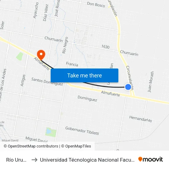 Río Uruguay, 169 to Universidad Técnologica Nacional Facultad Regional Paraná (Utn Frp) map