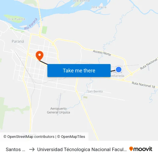 Santos Tala, 878 to Universidad Técnologica Nacional Facultad Regional Paraná (Utn Frp) map
