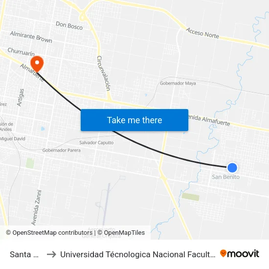 Santa Fe, 1030 to Universidad Técnologica Nacional Facultad Regional Paraná (Utn Frp) map