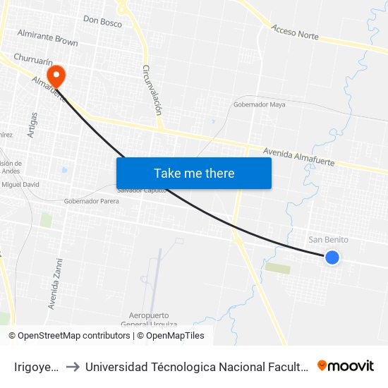 Irigoyen, 1144 to Universidad Técnologica Nacional Facultad Regional Paraná (Utn Frp) map