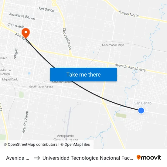 Avenida Friuli, 1316 to Universidad Técnologica Nacional Facultad Regional Paraná (Utn Frp) map