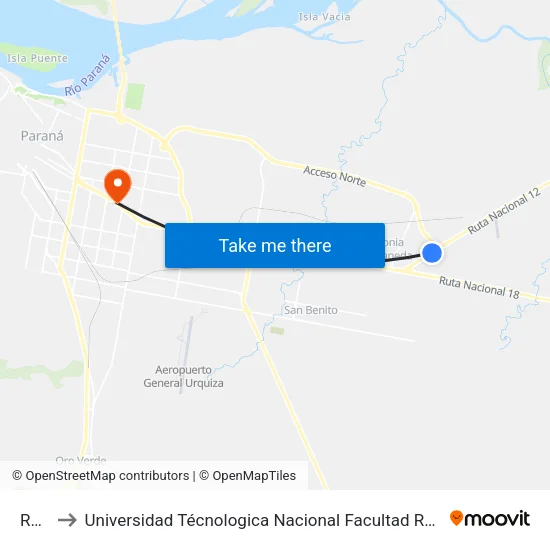 Rn 12 to Universidad Técnologica Nacional Facultad Regional Paraná (Utn Frp) map