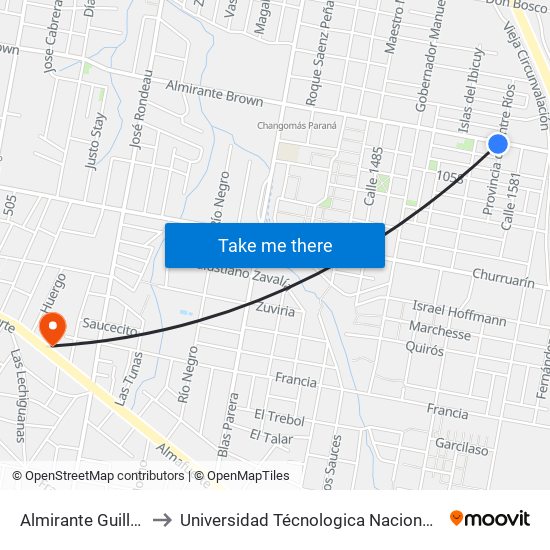 Almirante Guillermo Brown, 2488 to Universidad Técnologica Nacional Facultad Regional Paraná (Utn Frp) map