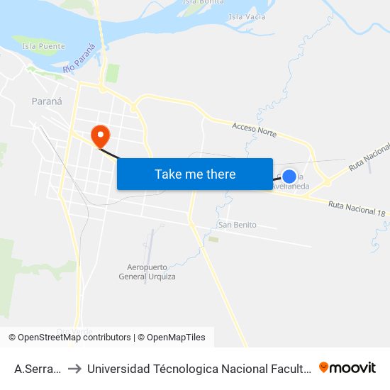 A.Serrano, 659 to Universidad Técnologica Nacional Facultad Regional Paraná (Utn Frp) map