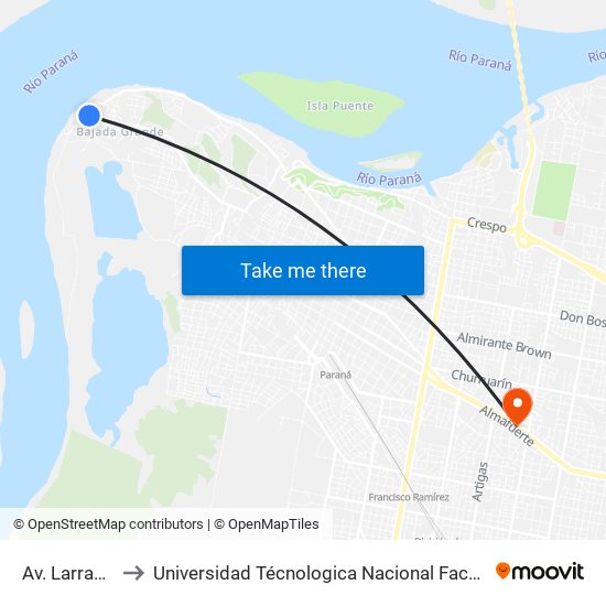Av. Larramendi S/N to Universidad Técnologica Nacional Facultad Regional Paraná (Utn Frp) map