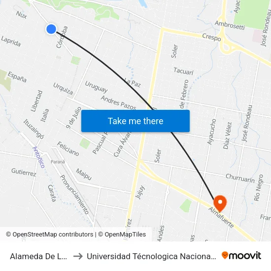 Alameda De La Federación, 451 to Universidad Técnologica Nacional Facultad Regional Paraná (Utn Frp) map