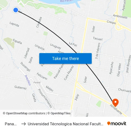 Panamá, 800 to Universidad Técnologica Nacional Facultad Regional Paraná (Utn Frp) map