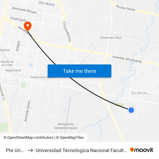 Pte Uriburu, 61 to Universidad Técnologica Nacional Facultad Regional Paraná (Utn Frp) map