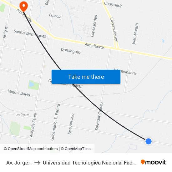 Av. Jorge Newbery to Universidad Técnologica Nacional Facultad Regional Paraná (Utn Frp) map