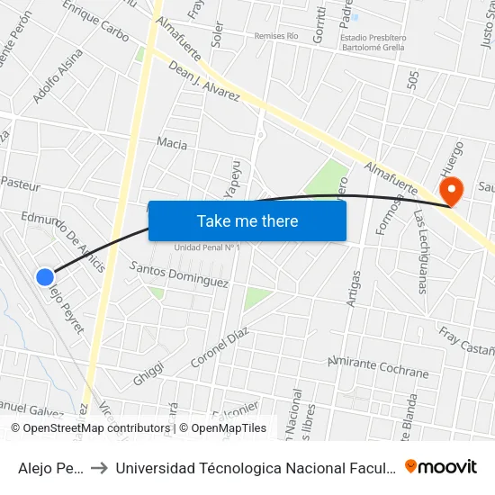 Alejo Peiret, 192 to Universidad Técnologica Nacional Facultad Regional Paraná (Utn Frp) map