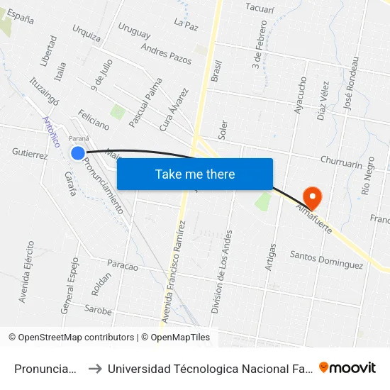 Pronunciamiento, 1023 to Universidad Técnologica Nacional Facultad Regional Paraná (Utn Frp) map