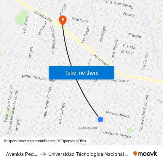 Avenida Pedro Zanni, 1326 to Universidad Técnologica Nacional Facultad Regional Paraná (Utn Frp) map