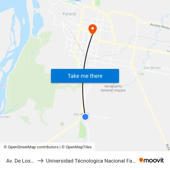 Av. De Los Cisnes S/N to Universidad Técnologica Nacional Facultad Regional Paraná (Utn Frp) map