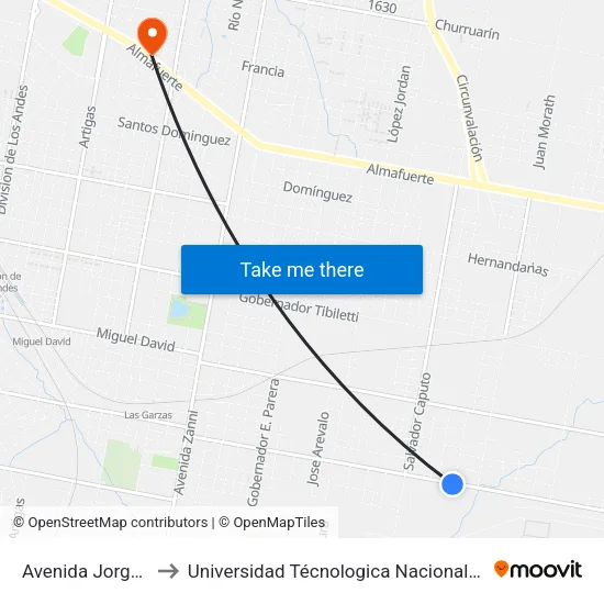 Avenida Jorge Newbery, 2208 to Universidad Técnologica Nacional Facultad Regional Paraná (Utn Frp) map