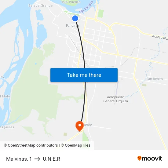 Malvinas, 1 to U.N.E.R map