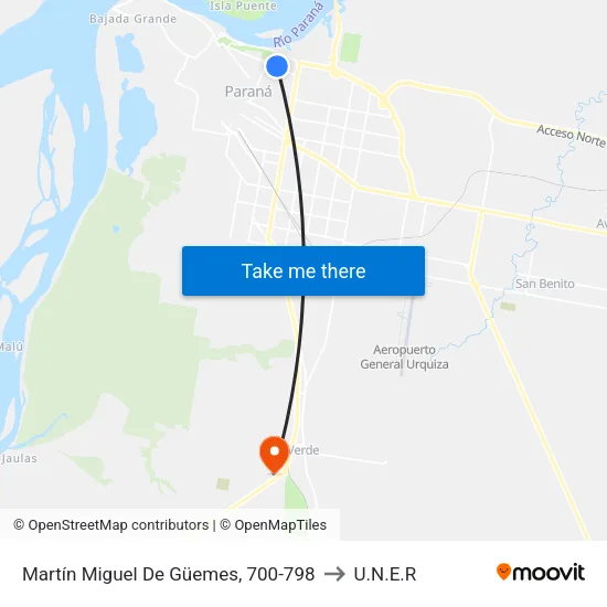 Martín Miguel De Güemes, 700-798 to U.N.E.R map