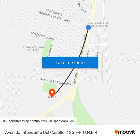 Avenida Intendente Del Castillo, 125 to U.N.E.R map